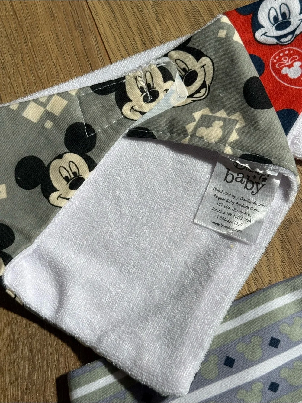 Children's Mickey Mouse Print Bandana Bibs - q & Gray Pack